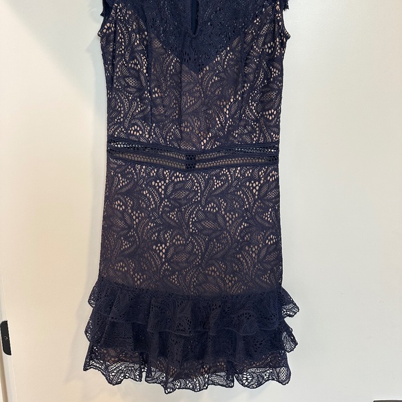 Bardot Navy Lace Mini Dress - Picture 2 of 4